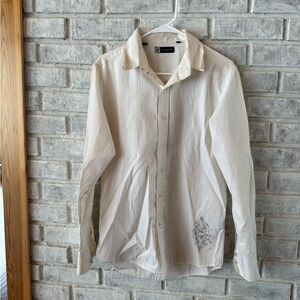 Men's Beige Casual Button Down Shirt